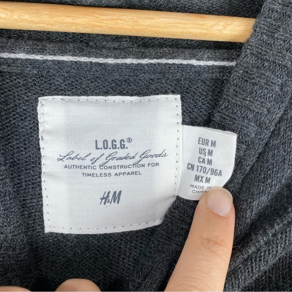 H&M L.O.G.G. Angora Blend Pullover SweaterShirt Hoodie Aztec Printed Size Medium - Picture 3 of 5